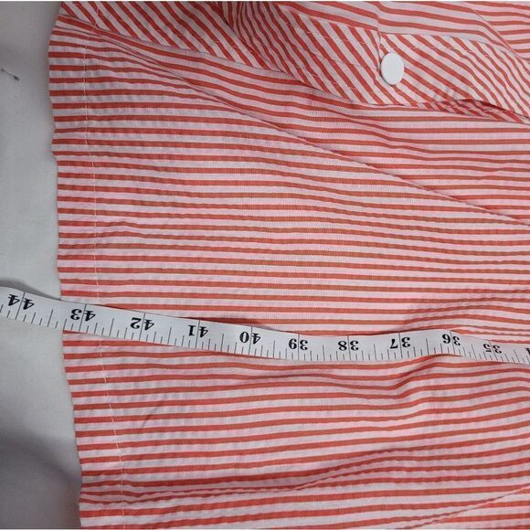 VINTAGE 90s housecoat dress red striped with embroidered butterfly XL - Picture 8 of 8